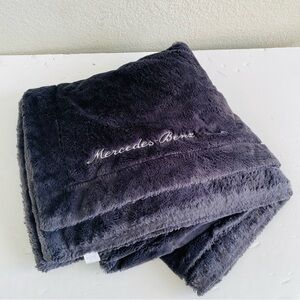 Saranoni Mercedes Benz Embroidered Charcoal Luxury Plush Throw Blanket 60” x 50”